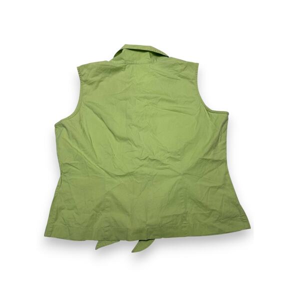 Vintagae First Issue by Liz Claiborne Green Button-Up Tie Front Blouse Size XL - Picture 9 of 9